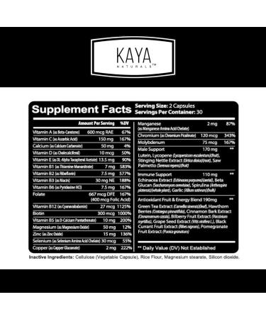 Kaya Naturals Multivitamin for Men - Men's Prostate Multivitamin - Multi Mineral Daily Supplement - Pills for Men - Supports Healthy Prostate - Vitaminas para Hombres - 60 Veggie Capsules 60 Count (Pack of 1) - Buy Online on GoSupps.com