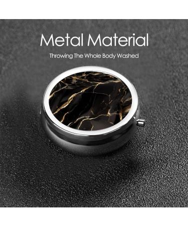 Black Gold Marble Round Pill Box | 3 Compartment Portable Organizer for Travel - Buy Online on GoSupps.com