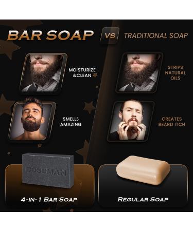 Bossman 4-in-1 Men's Bar Soap - Organic Beard Wash, Shampoo, & Body Wash - Eucalyptus & Tea Tree (4oz) - Buy Online on GoSupps.com