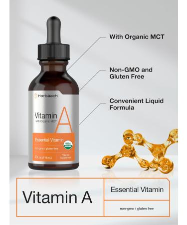 Horb ach Vitamin A Liquid | 4 fl oz | Supplement with Organic Fractionated Coconut Oil | Non-GMO Gluten Free - Buy Online on GoSupps.com