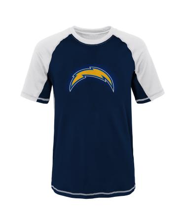 Outerstuff NFL Youth 8-20 Short Sleeve Rash Guard San Diego Chargers 10-12 White