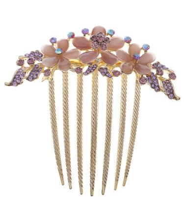MAGICLULU Opal Comb Small Tooth Comb Side Hair Clip Combs for Women Wide Tooth Comb for Wavy Hair Barrettes for Thick Hair Bridal Hair Clip Hair Pin Purple Hair Dryer Alloy Bride Sun Flower