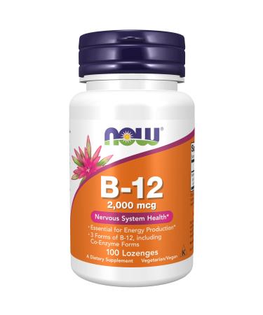 NOW Supplements B-12 2 000 mcg Energy Production* Nervous System Health* 100 Lozenges