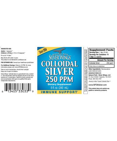 Natural Path Silver Wings Colloidal Silver 250ppm 8 Fl. Oz. - Immune Support Supplement - Buy Online on GoSupps.com