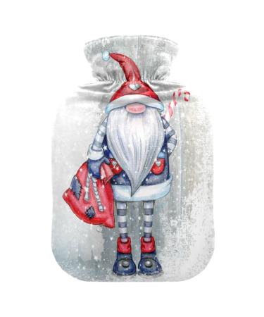 Winter Christmas Gnome Hot Water Bottle with Cover Hot Water Bottles for Pain Relief Hand Feet Warmer Hot Pack for Sports Injuries 1L