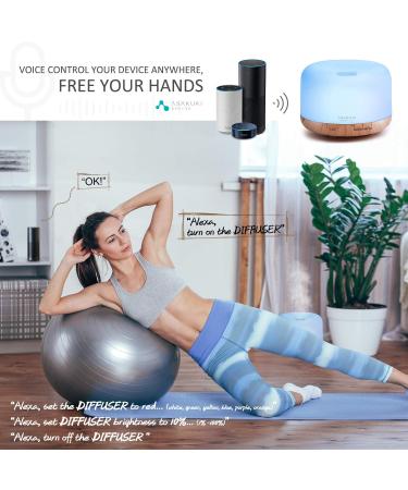 ASAKUKI Smart Wi-Fi Essential Oil Diffuser 500ml - Alexa Compatible Aromatherapy Humidifier for Home & Office - Buy Online on GoSupps.com