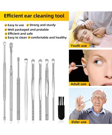 9 Pcs Ear Pick Earwax Removal Kit Ear Cleansing Tool Set Ear wax Removal Tool Ear Curette Ear Wax Remover Tool with a Cleaning Brush and Storage Box Medical Grade for Children and Adults Silver - Buy Online on GoSupps.com