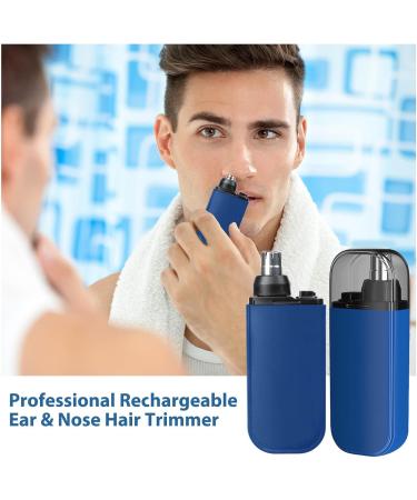 Painless Ear and Nose Hair Trimmer for Men | Waterproof Rechargeable Dual Edge Blades | Travel Size 2024 | Blue - Buy Online on GoSupps.com