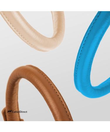 Collardirect Round Leather Dog Collar - Handmade Soft Padded Rolled Collars for Small & Big Dogs Puppies & Cats - Available in Black Pink Red Purple Blue | 18-20 cm - Buy Online on GoSupps.com