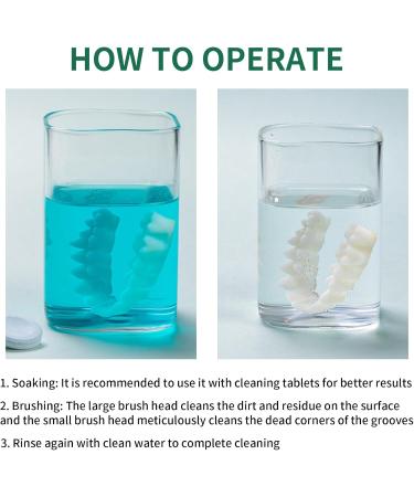 Tacino 2-Piece Prosthetic Toothbrush Set | Ergonomic Double Cleaning Brushes for Prostheses - Orange & Green - Buy Online on GoSupps.com