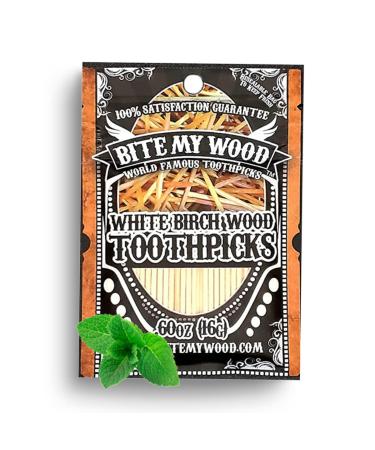 BiteMyWood Mint Flavor Toothpicks For Adults Long Lasting Super Strong Mint Flavored Toothpicks Perfect For Someone Trying To Quit Smoking Lip Tingling Will Leave Your Breath Minty Fresh (100 Picks)