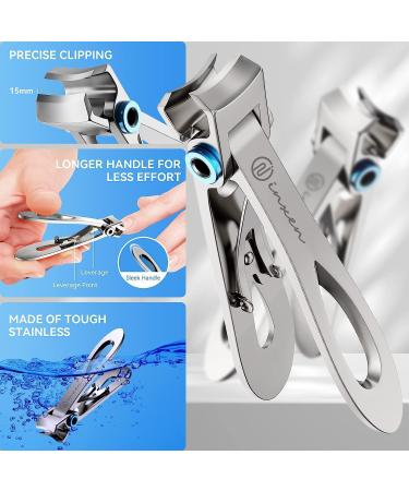 INXEN Stainless Steel Nail Clippers Set for Thick Nails - Wide Jaw Opening, Nail File Included - Ideal for Men, Women, and Seniors - Silver - Buy Online on GoSupps.com
