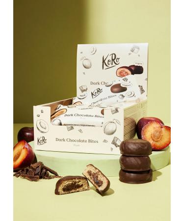 KoRo - Organic Dark Chocolate Plum Bites 12 x 2 x 20 g - Oat and cashew base - Dried plum filling - Coated in vegan dark chocolate