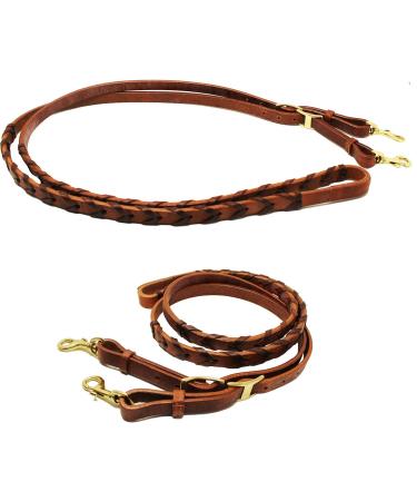 Horse Western Amish Leather Latigo Laced Barrel Contest Reins 66RT10 Tan Brown