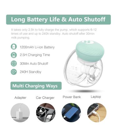 Portable Electric Milk Pump - Double-Handed Rechargeable Noise-Free 3 Modes & 30 Levels - 2-Pack Green - Buy Online on GoSupps.com