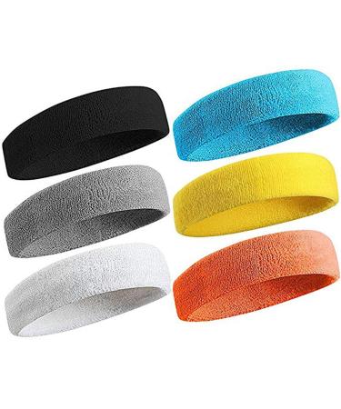 Sweatband Sports Headband for Men & Women Moisture Wicking Athletic Cotton Terry Cloth Sweatband Multicolor