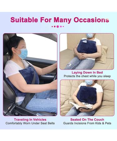 Hysterectomy Pillow for Post Surgery Recovery - C Section, Mastectomy, Tummy Tuck - Seatbelt Pillow with Pocket for Abdominal Support - Buy Online on GoSupps.com