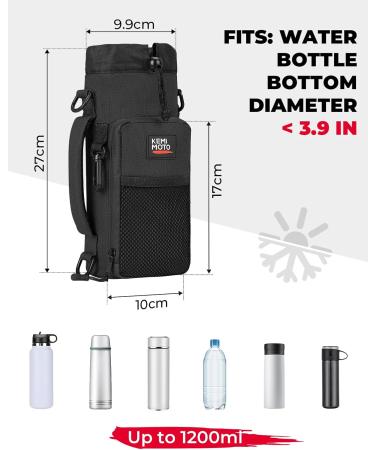 Buy Kemimoto 750ml/950ml/1.2L Water Bottle Holder - Adjustable Shoulder Strap Perfect for Hiking Camping & Fishing - Durable Black Bag - Buy Online on GoSupps.com