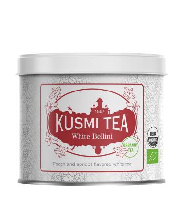 Kusmi Tea - Tea White Bellini Organic - White tea flavoured - Peach Apricot - 90 g metal tin White Bellini 100g
