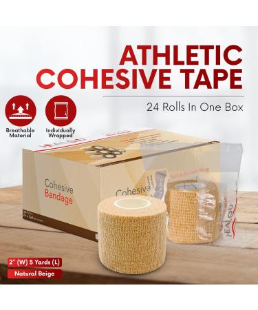 HEALQU Self Adhesive Bandage Wrap - 2 x 5yd - 24 Rolls - Flexible Cohesive Tape for Sports & Medical Use - Buy Online on GoSupps.com