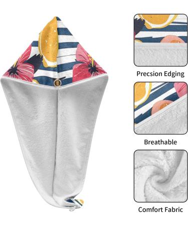 Red Flowers Fruit Hair Towel 2 Pack | Super Absorbent Quick Dry Hair Turbans for Women & Girls - Buy Online on GoSupps.com