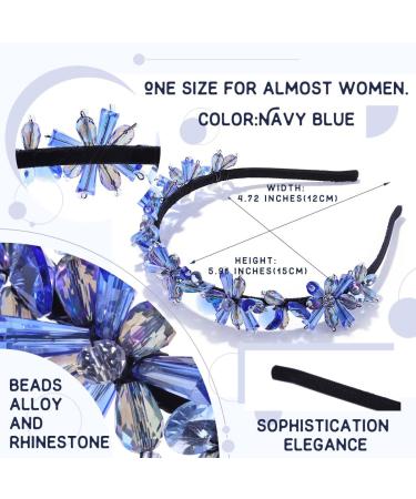 IYOU Sparkly Crystal Headbands Navy Blue Rhinestone Hair Band Vintage Party Prom Hair Accessories for Women - Buy Online on GoSupps.com