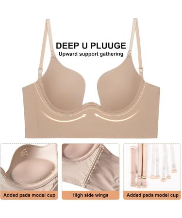 2024 AI Women's Low Back Iron Bra - U-Shape Back-Free Changeable Carriers | Beige Sports Bras Pack of M - Buy Online on GoSupps.com