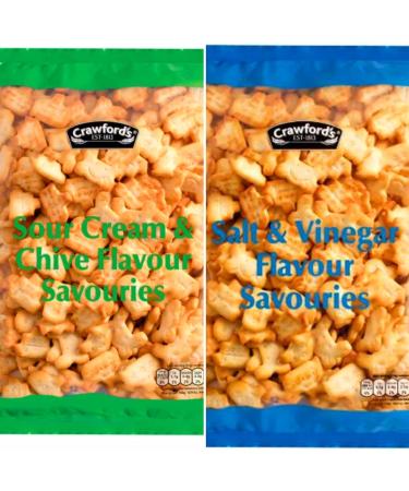 Crawfords Salt & Vinegar Savouries & Sour Cream & Chive Savouries 250 gram bags - Buy Online on GoSupps.com