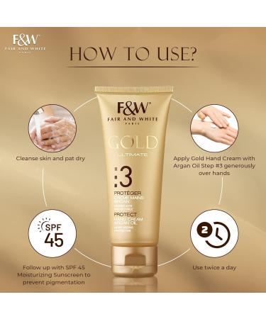 FAIR & WHITE Gold Hand Cream - 4.4 Fl oz | Remove Stretch Marks with Shea Butter & Glycerin - International Shipping Available - Buy Online on GoSupps.com