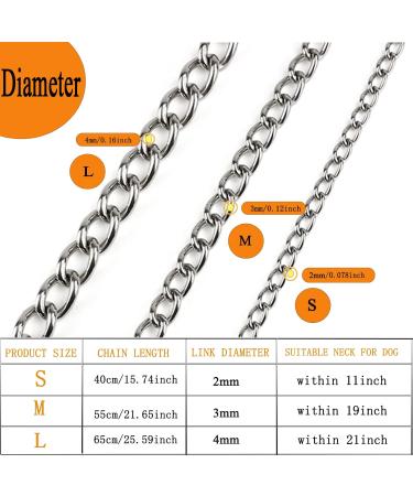 Durable Metal Choke Chain Dog Collar for Outdoor Training - Small, Medium, Large Sizes - Adjustable Silver Necklace - L 65cm, 4.0mm Diameter - Buy Online on GoSupps.com