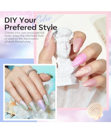 Modelones Pearl Gel Nail Polish Set - 6 Colors Aurora Iridescent Shimmer | Soak Off LED Summer Glitter DIY Nail Art - Mermaid Shell Effect - Buy Online on GoSupps.com