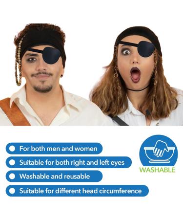 Adjustable Pirate Eye Patch - 2 Pcs Reusable Cosplay Eye Cover for Adults | Left & Right Eye Fit - Buy Online on GoSupps.com