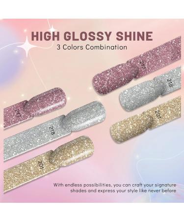 Aokitec Sparkling Series Dip Powder Nail Kit - Glitter Pink Silver & Gold with 2-in-1 Base & Top Coat - Perfect for DIY Nail Art & French Manicure - Buy Online on GoSupps.com