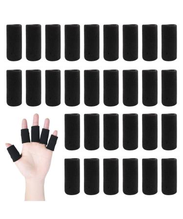 TSHAOUN 30 Pieces Finger Splint Protectors Thumb Splint Brace Support Breathable Elastic Trigger Finger Compression Sleeves Support for Pain Arthritis Aids exercising typing Sporting Black