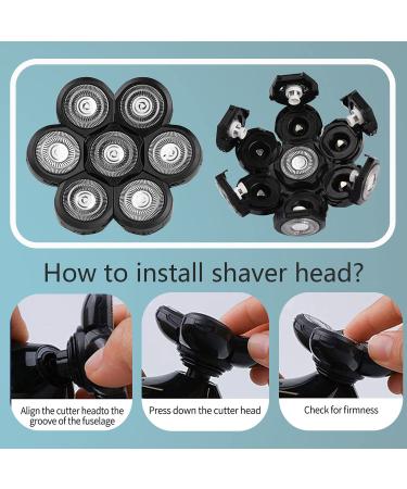Roziaplus 7D Electric Shaver Replacement Heads - Bald Head Razor Blades for Men - Black - Buy Online on GoSupps.com