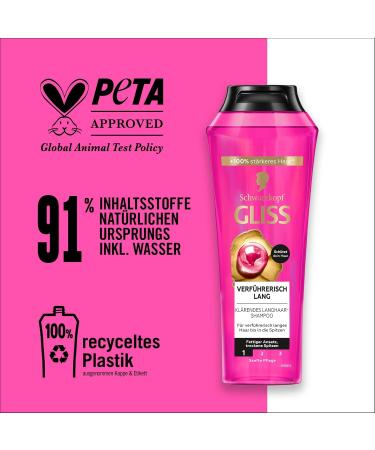 Gliss Long Seductive Shampoo (250 ml) shampoo with biotin and peony complex cares for dry ends and releases oily roots - Buy Online on GoSupps.com