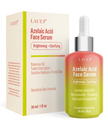 Azelaic Acid Face Serum 10% for Women Brightening & Clarifying Facial Serum with Niacinamide Vitamin C Hyaluronic Acid & Jojoba Oil Redness & Dark Spot Balancing 1 fl oz