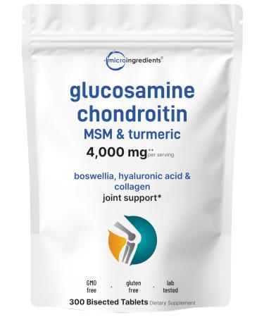Glucosamine Chondroitin MSM & Turmeric 4 000mg Equivalent 300 Bisected Tablets | Joint Health & Mobility Support for Women & Men | 7-in-1 with Boswellia Hyaluronic Acid & Collagen Complex