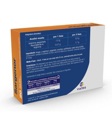 Meda Pharma Sargenor Food Supplement - 20 Vials (5 ml) | Boost Energy & Vitality | International Shipping Available - Buy Online on GoSupps.com