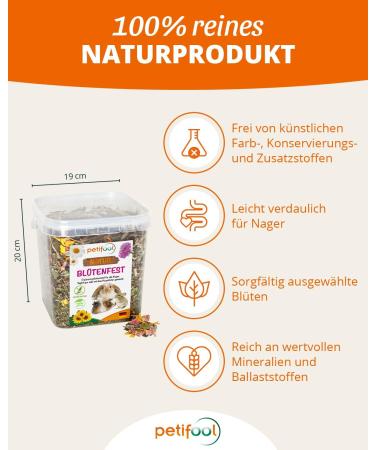 Petifool Flower Festival 380g - Natural Supplementary Food for Rodents | 100% Species-Appropriate Feed for Rabbits Guinea Pigs Hamsters & More - Buy Online on GoSupps.com