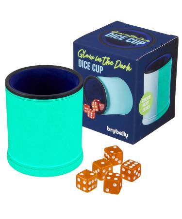 Glow in the Dark Dice Cup - Includes Six Non-Glow Dice - Superior Bicast Leather Exterior, Felt-Lined Interior - For Standard, Polyhedral or Microdice - Family Game Nights, Blacklight Parties (Single)