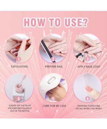 Rechoo 2pcs Gel Liner Nail Polish Set - Pink & Champagne UV Nail Art for DIY Designs | 8ml Premium Quality - Buy Online on GoSupps.com