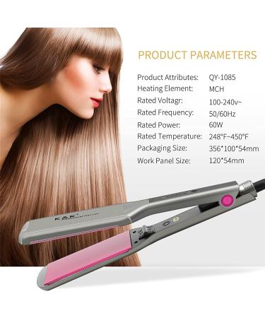 K&K 2.16 Extra-Wide 3D Floating Tourmaline Ceramic Hair Straightener | 250 F-450 F MCH Flat Irons | Instant Heat | Dual Voltage - Buy Online on GoSupps.com