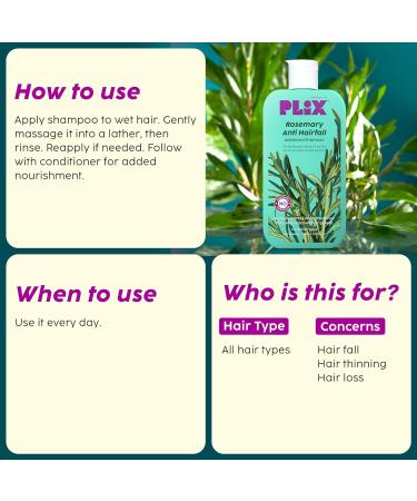 PLIX Rosemary Advanced Anti Hair Fall Shampoo - 200ml | Sulphate & Paraben Free | All Hair Types | Reduces Breakage for Men & Women - Buy Online on GoSupps.com