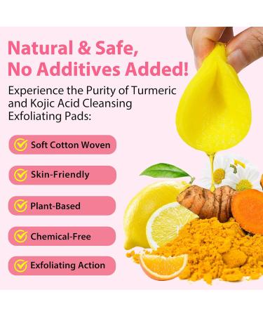  Feeliville Turmeric Pads Kojic Acid & Turmeric Pads Infused Foaming Exfoliating Pads for Dark Spots Dull Skin Unclog Pores Help Balance Skin Oil and Water (2  - Buy Online on GoSupps.com