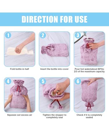 Vicloon Hot Water Bottle 2L Hot Water Bag with Cover Soft Fluff Baby Hot Water Bottle Provide Warmth and Comfort for Neck Waist Gift for Birthday Christmas Father's&Mother's Day(Wine Red) - Buy Online on GoSupps.com