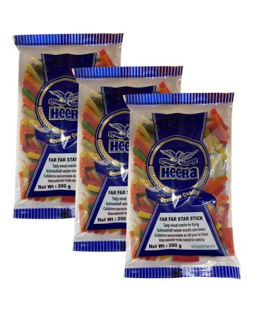 Heera Far Far Star Sticks (200gram) (Pack of 3) - Tasty Wheat Snacks For Frying Vegan - Uncooked Crunchy - Bhungra - Snack - Buy Online on GoSupps.com