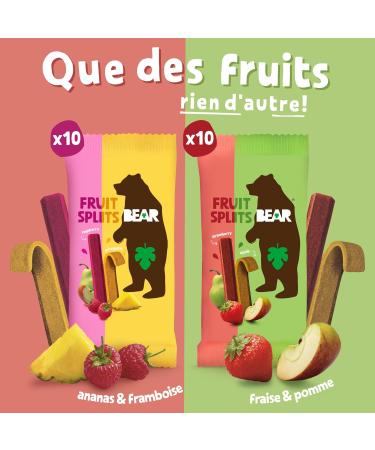 BEAR Fruit Splits Assorted Pack | 100% Natural Ingredients | No Added Sugar | Snacks for Kids & Adults | 20 x 20g Bags | 400g - Buy Online on GoSupps.com