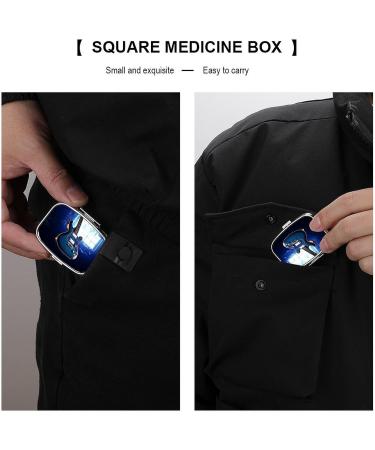 Buy Stylish Blue Guitar Print Pill Box | 2 Compartment Metal Pill Organizer for Pocket & Purse - International Shipping Available - Buy Online on GoSupps.com