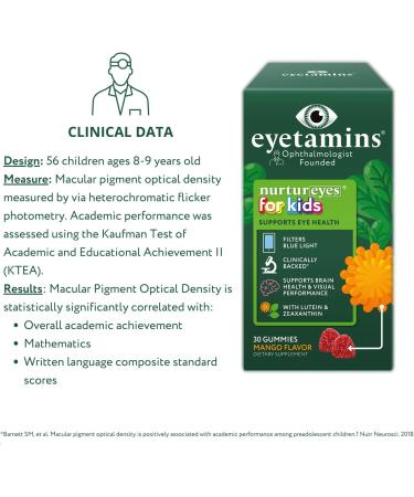 eyetamins Nurtureyes Eye Health Gummy for Kids - 30 Easy-to-Chew Mango Gummies - Ophthalmologist- Created Kids Eye Vitamins - Natural Vegan and Non-GMO Formula - Buy Online on GoSupps.com